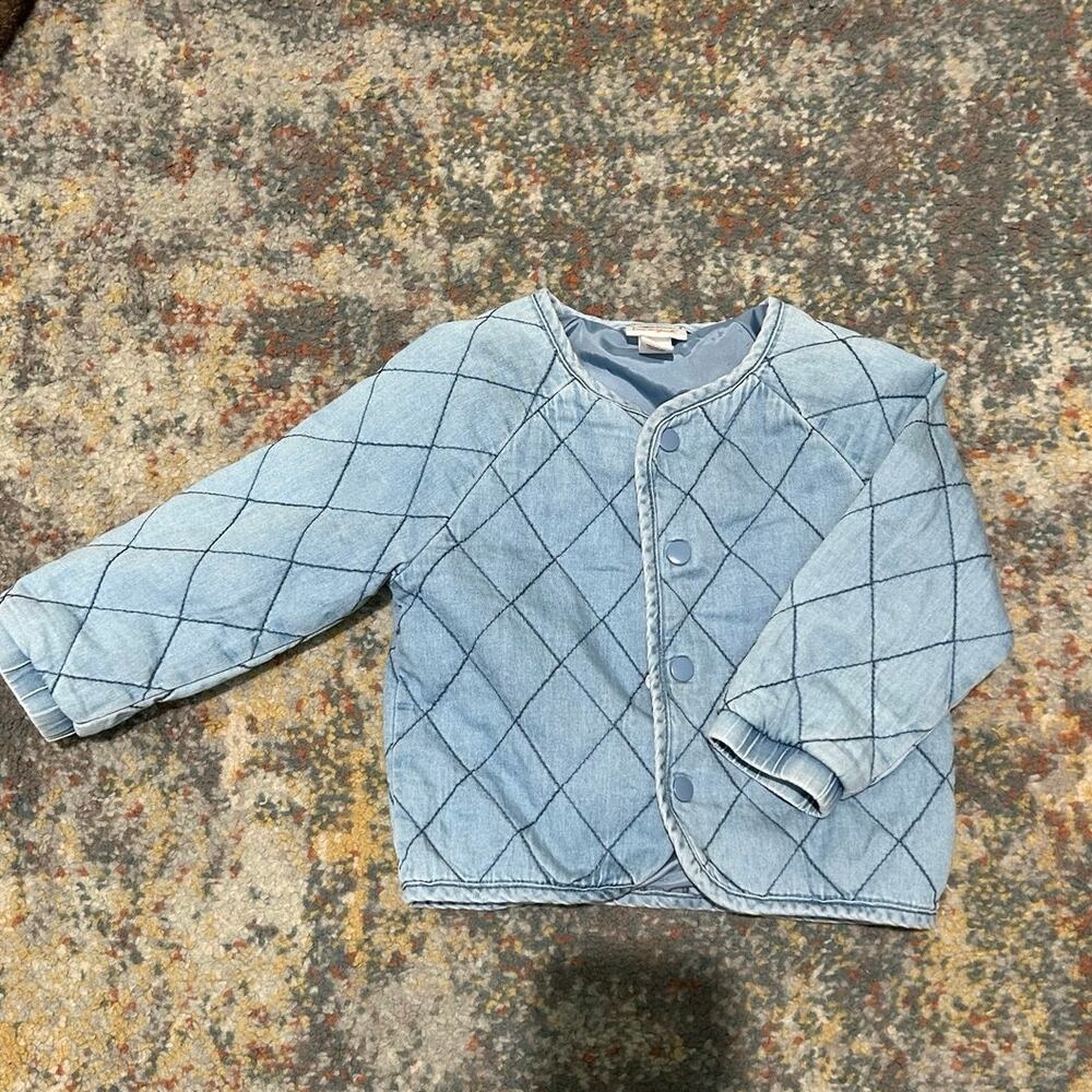 Cat and Jackdiamond quilted chambray bomber jacket size 18 months